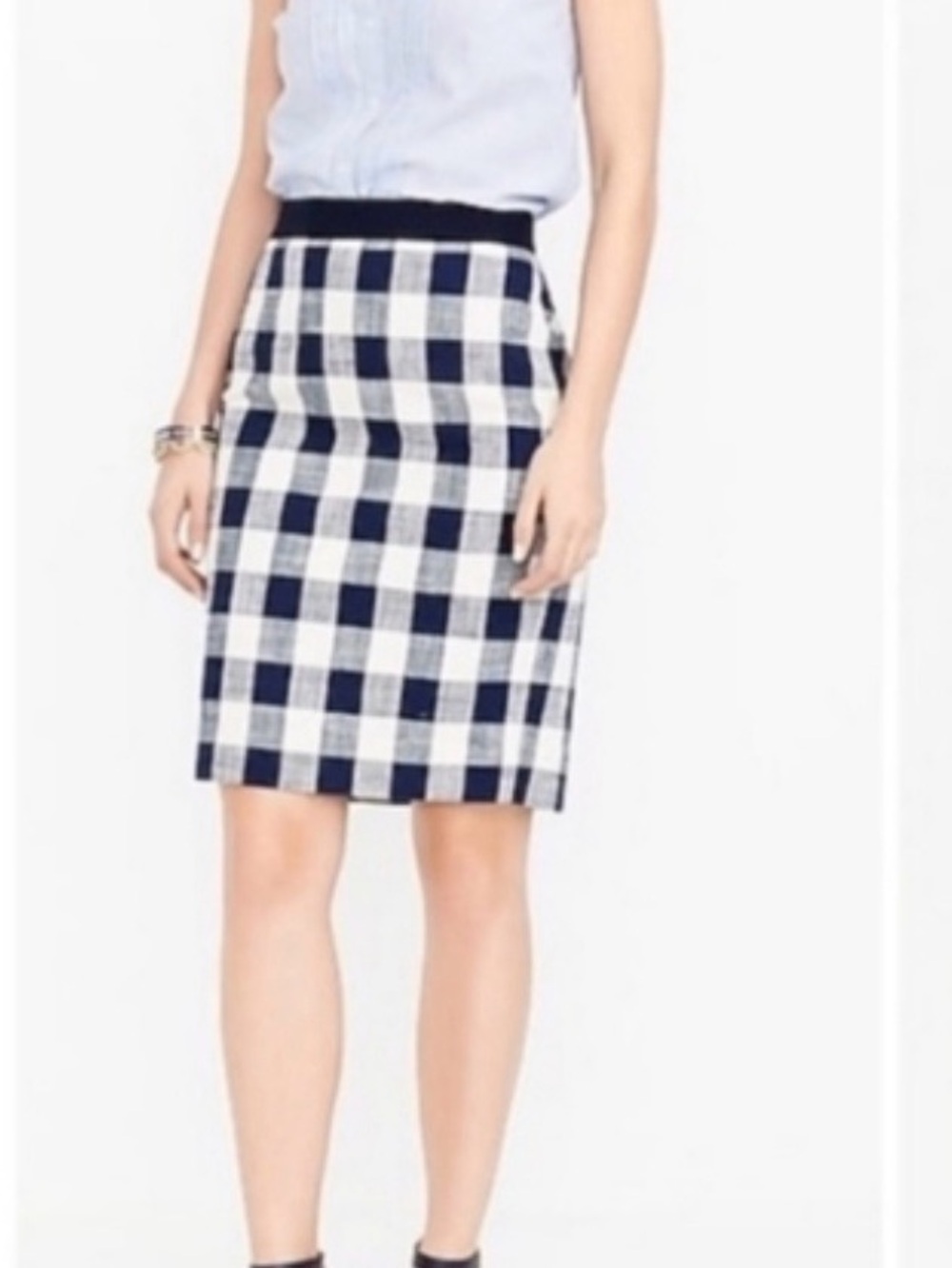J. Crew navy plaid perfect pencil skirt 2